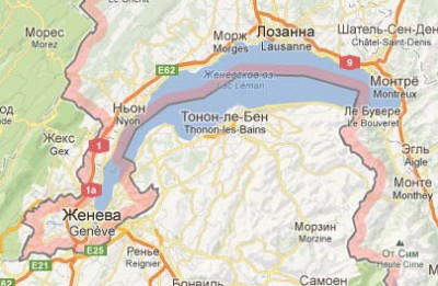 Женевское озеро на карте