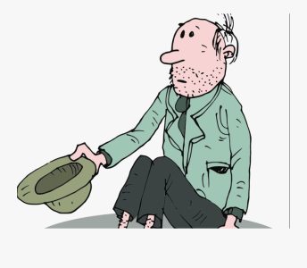 бомж просит милостыню